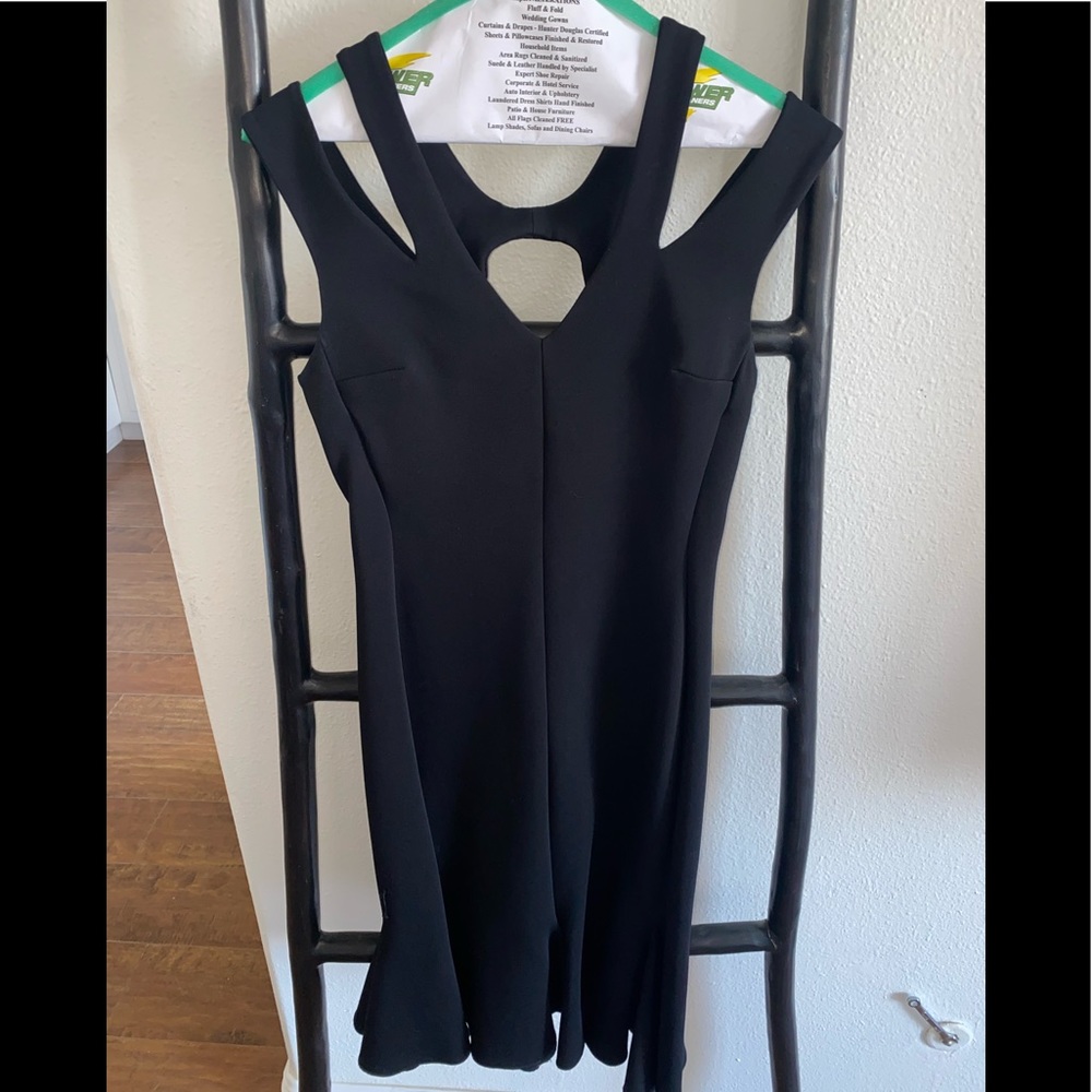 Designer Josh Goot Black Fitted Bodice Flair Skirt Dress
